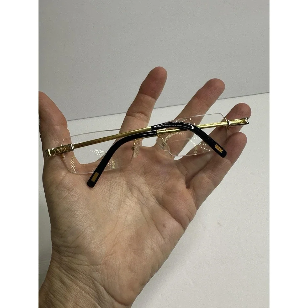 Vintage Fred ABERDEEN 006 Platinum-Gold Rimless Eyeglasses FRAMES Genuine 732518
